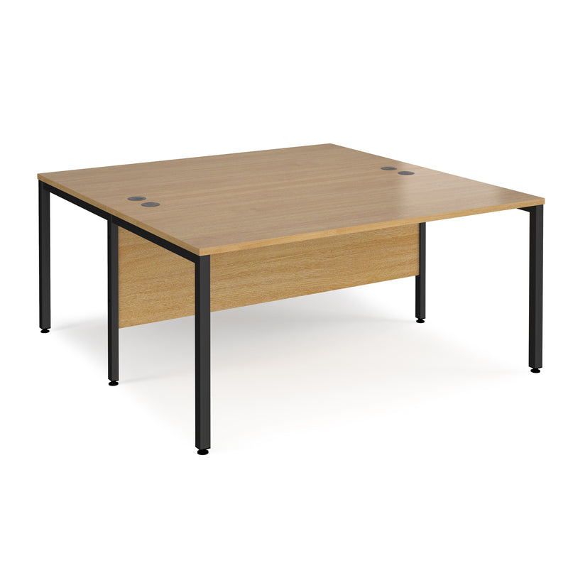 Maestro 25 800mm Deep Back To Back Straight Desks With Bench Leg - Oak - NWOF