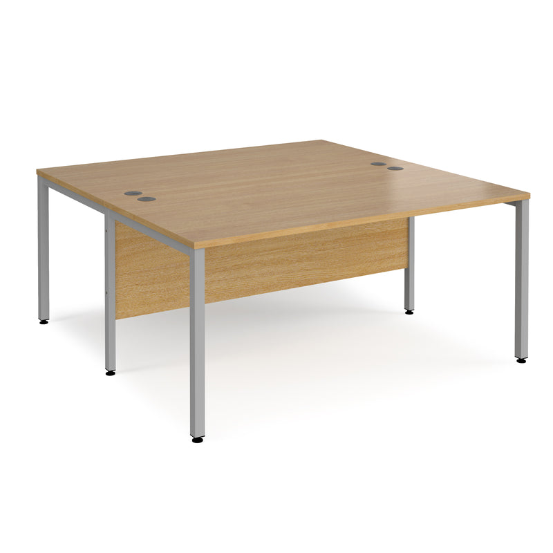 Maestro 25 800mm Deep Back To Back Straight Desks With Bench Leg - Oak - NWOF