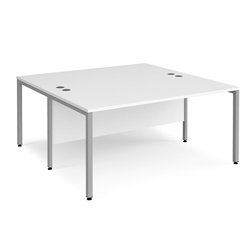 Maestro 25 800mm Deep Back To Back Straight Desks With Bench Leg - White - NWOF