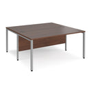 Maestro 25 800mm Deep Back To Back Straight Desks With Bench Leg - Walnut - NWOF