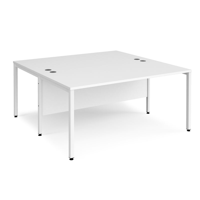 Maestro 25 800mm Deep Back To Back Straight Desks With Bench Leg - White - NWOF