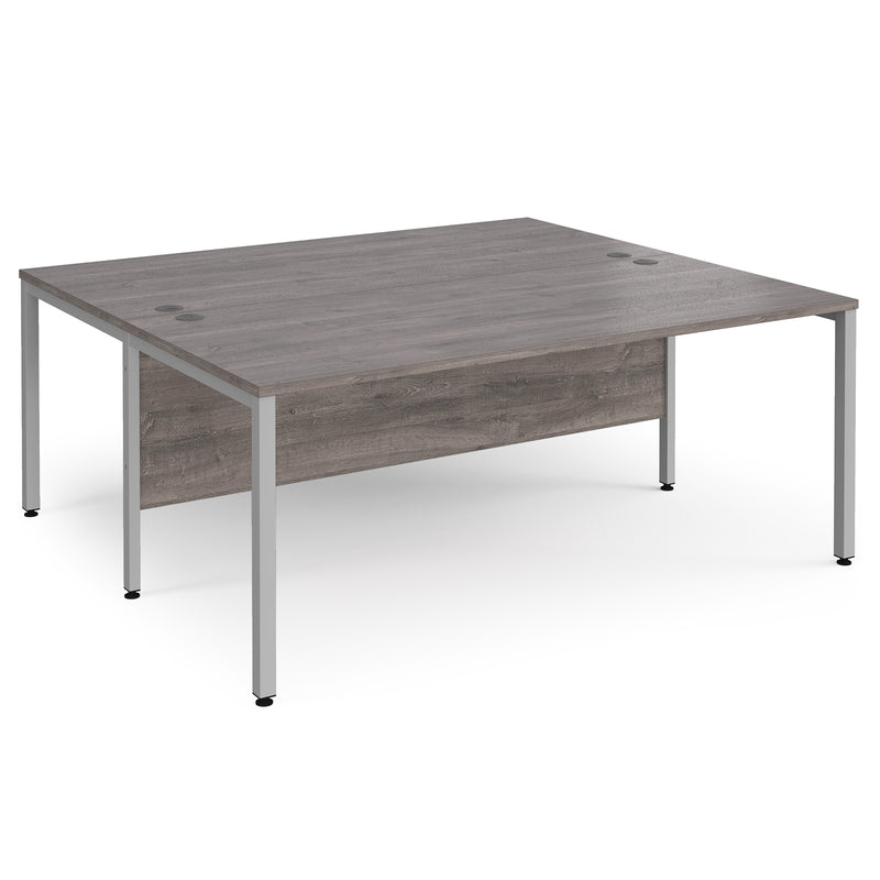 Maestro 25 800mm Deep Back To Back Straight Desks With Bench Leg - Grey Oak - NWOF