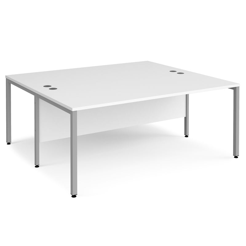 Maestro 25 800mm Deep Back To Back Straight Desks With Bench Leg - White - NWOF