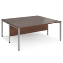 Maestro 25 800mm Deep Back To Back Straight Desks With Bench Leg - Walnut - NWOF