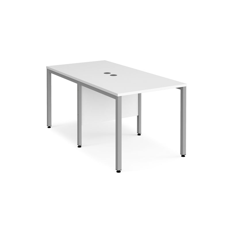 Maestro 25 800mm Deep Back To Back Straight Desks With Bench Leg - White - NWOF