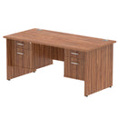 Impulse 1600mm Panel End Straight Desk With Two Fixed Pedestals - Walnut