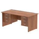 Impulse 1600mm Panel End Straight Desk With Two Fixed Pedestals - Walnut