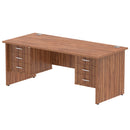 Impulse 1800mm Panel End Straight Desk With Two Fixed Pedestals - Walnut