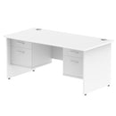 Impulse 1600mm Panel End Straight Desk With Two Fixed Pedestals - White