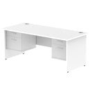 Impulse 1800mm Panel End Straight Desk With Two Fixed Pedestals - White