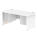 Impulse 1600mm Panel End Straight Desk With Two Fixed Pedestals - White