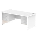 Impulse 1800mm Panel End Straight Desk With Two Fixed Pedestals - White