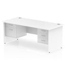 Impulse 1800mm Panel End Straight Desk With Two Fixed Pedestals - White