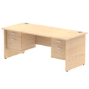 Impulse 1800mm Panel End Straight Desk With Two Fixed Pedestals - Maple