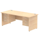 Impulse 1800mm Panel End Straight Desk With Two Fixed Pedestals - Maple