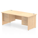Impulse 1800mm Panel End Straight Desk With Two Fixed Pedestals - Maple