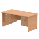 Impulse 1600mm Panel End Straight Desk With Two Fixed Pedestals - Oak