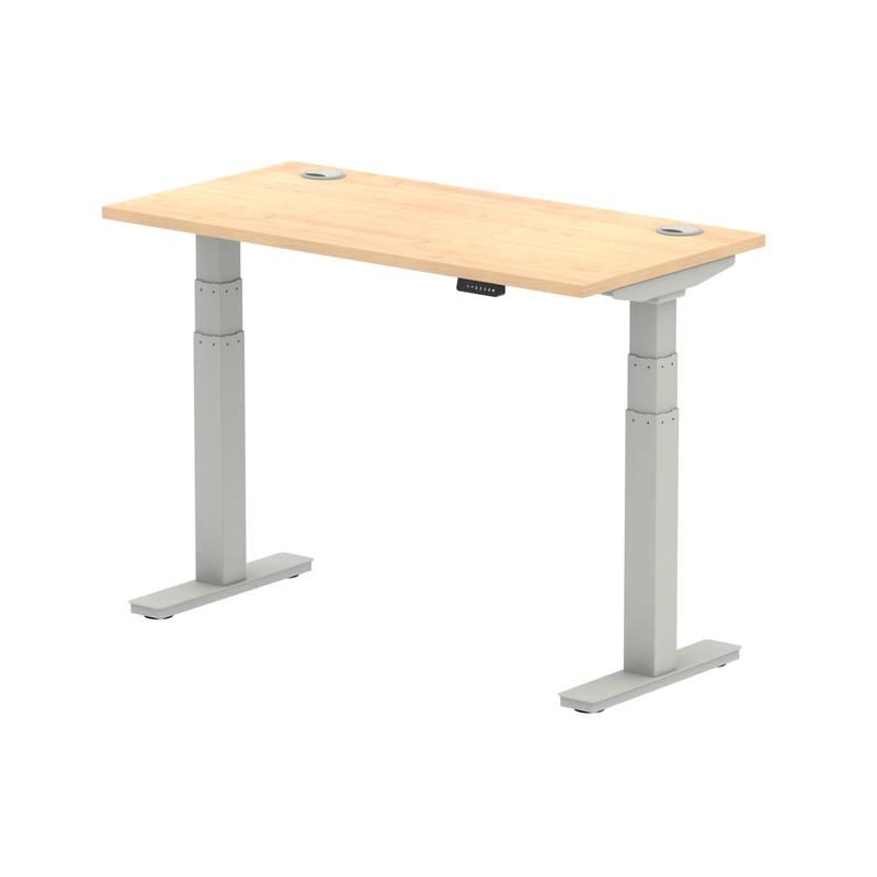 Air Slimline Height Adjustable Desk With Cable Ports - Maple - NWOF