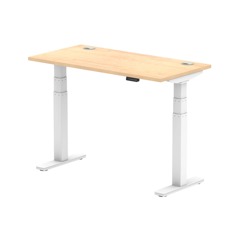 Air Slimline Height Adjustable Desk With Cable Ports - Maple - NWOF