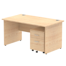 Impulse Panel End Straight Desk With 2 Drawer Mobile Pedestal - Maple - NWOF