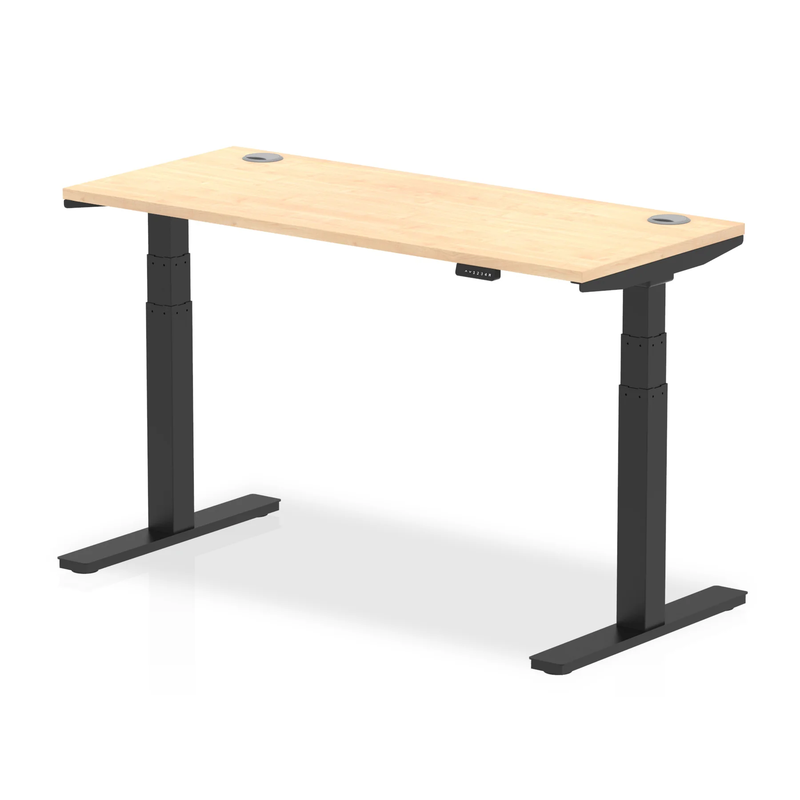 Air Slimline Height Adjustable Desk With Cable Ports - Maple - NWOF