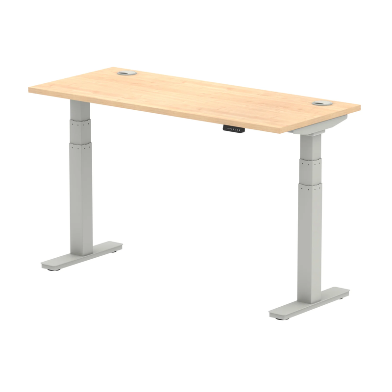 Air Slimline Height Adjustable Desk With Cable Ports - Maple - NWOF