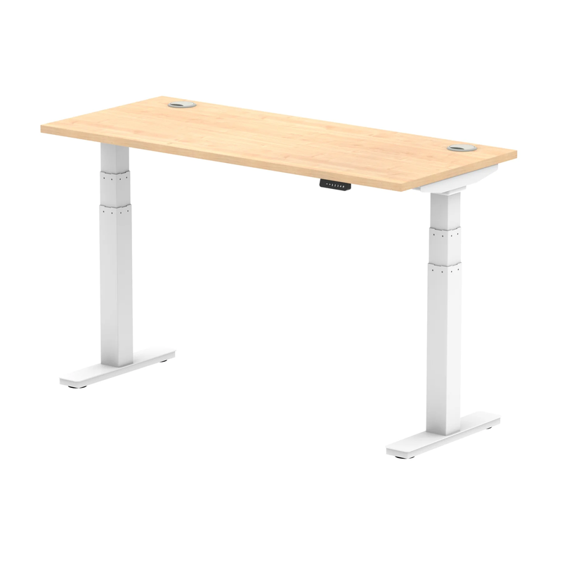 Air Slimline Height Adjustable Desk With Cable Ports - Maple - NWOF