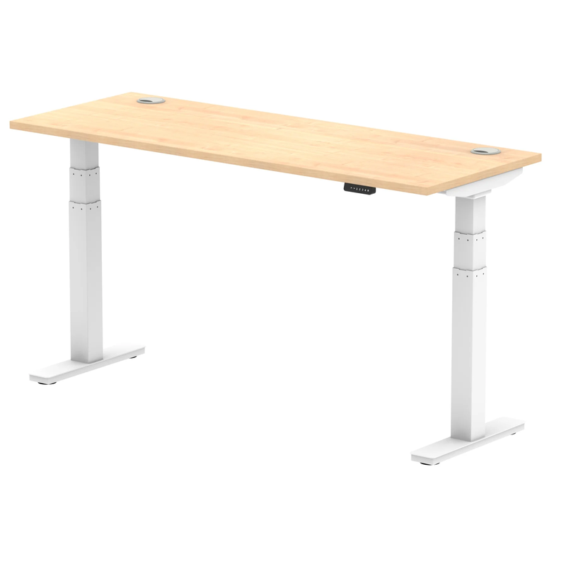 Air Slimline Height Adjustable Desk With Cable Ports - Maple - NWOF