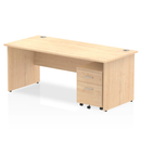 Impulse Panel End Straight Desk With 2 Drawer Mobile Pedestal - Maple - NWOF