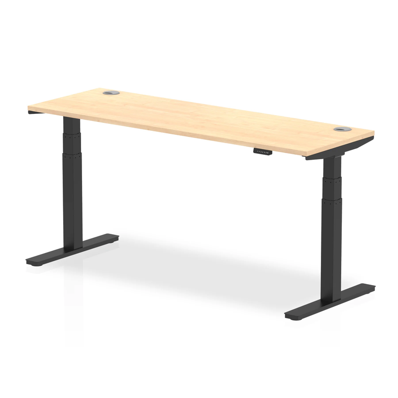 Air Slimline Height Adjustable Desk With Cable Ports - Maple - NWOF