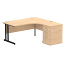 Impulse Crescent Desk With 600mm Deep Desk High Pedestal Bundle - Maple - NWOF