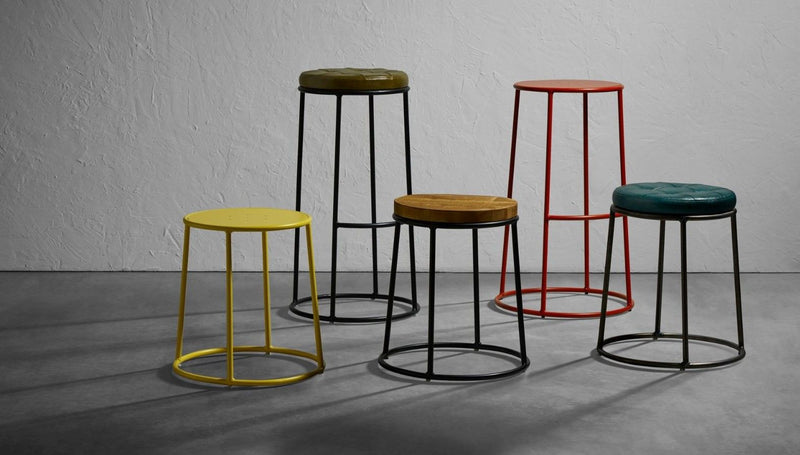 Max 75 High Stool - Clear Lacquered Frame With Faux Leather Seat Pad - NWOF