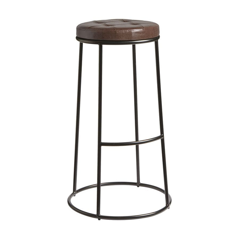 Max 75 High Stool - Black Frame With Faux Leather Seat Pad - NWOF