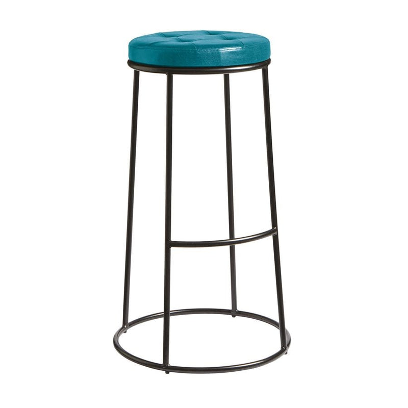 Max 75 High Stool - Black Frame With Faux Leather Seat Pad - NWOF