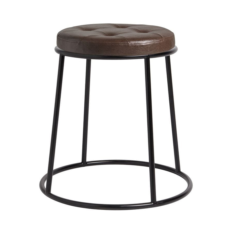 Max 45 Low Stool - Black Frame With Faux Leather Seat Pad - NWOF