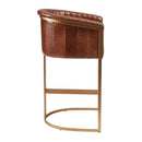 Nolan Bar Stool - Genuine Pecan Brown Leather - NWOF