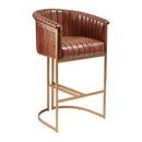 Nolan Bar Stool - Genuine Pecan Brown Leather - NWOF