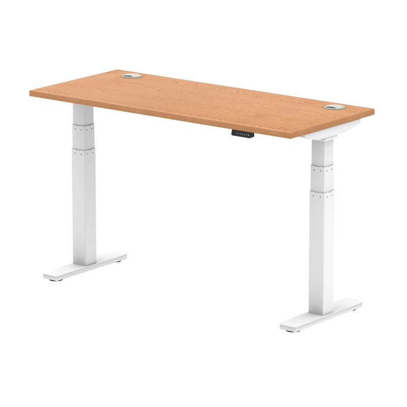 Air Slimline Height Adjustable Desk With Cable Ports - Oak - NWOF