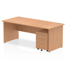 Impulse Panel End Straight Desk With 2 Drawer Mobile Pedestal - Oak - NWOF