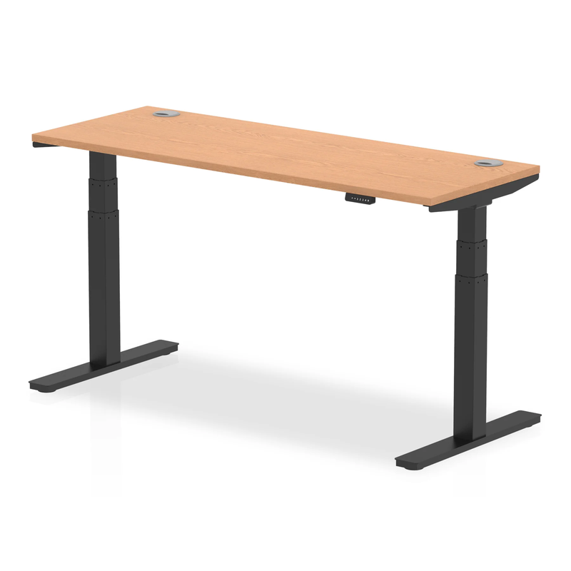 Air Slimline Height Adjustable Desk With Cable Ports - Oak - NWOF