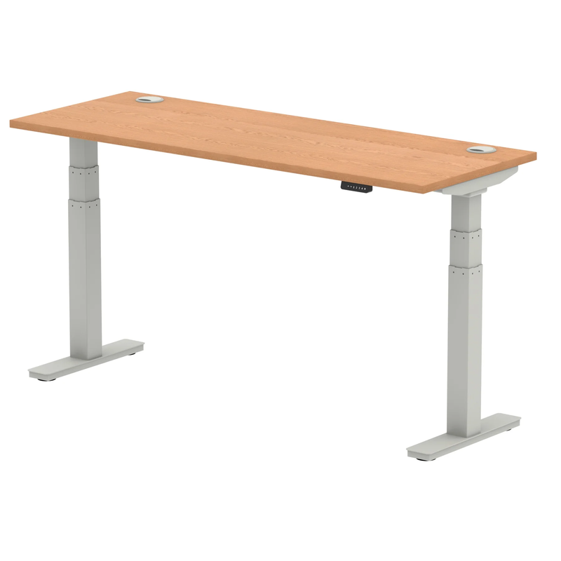 Air Slimline Height Adjustable Desk With Cable Ports - Oak - NWOF