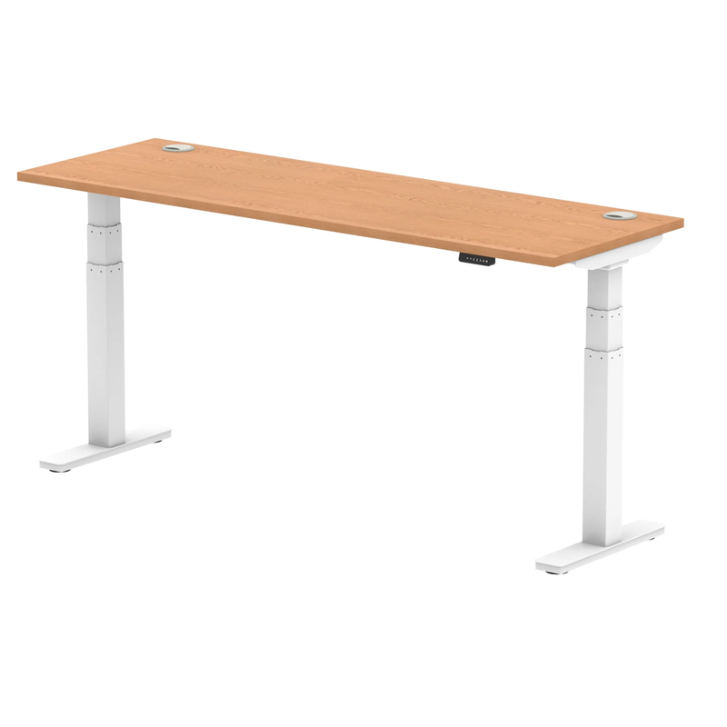 Air Slimline Height Adjustable Desk With Cable Ports - Oak - NWOF