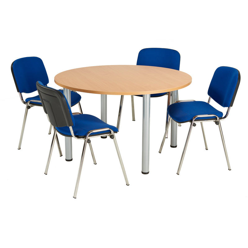 One Fraction Plus Circular Meeting Table - Beech - NWOF
