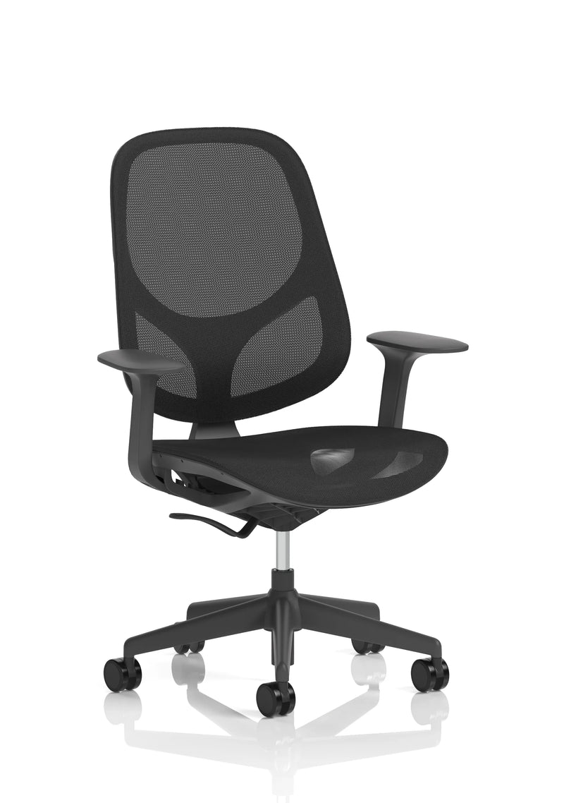 Tutti Mesh Medium Back Task Operator Office Chair With Arms - Black