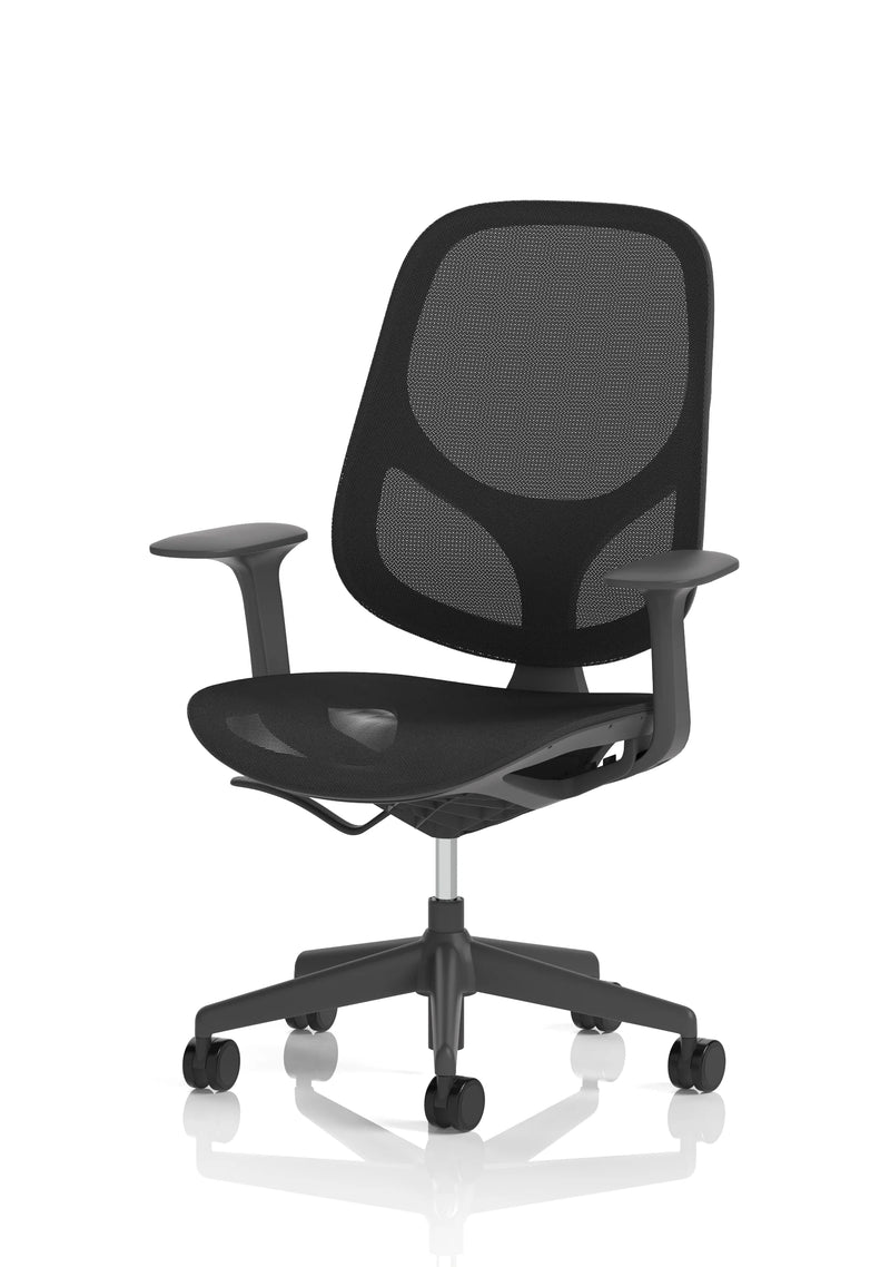 Tutti Mesh Medium Back Task Operator Office Chair With Arms - Black