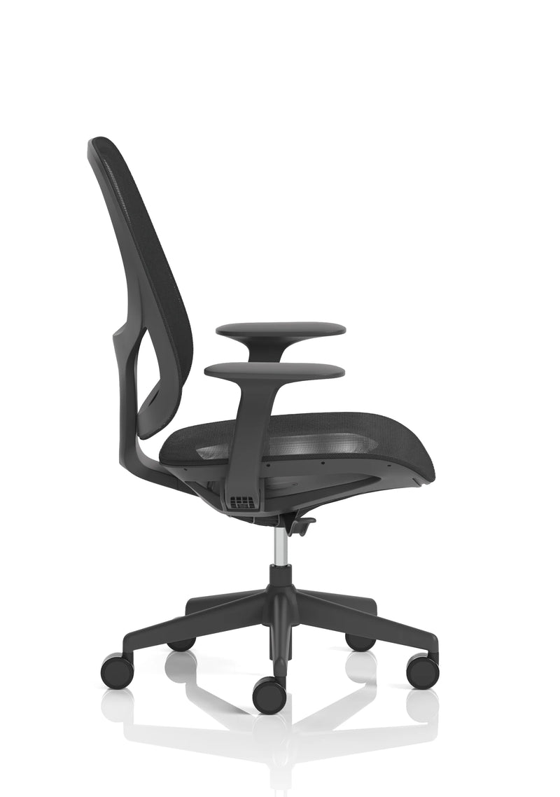 Tutti Mesh Medium Back Task Operator Office Chair With Arms - Black