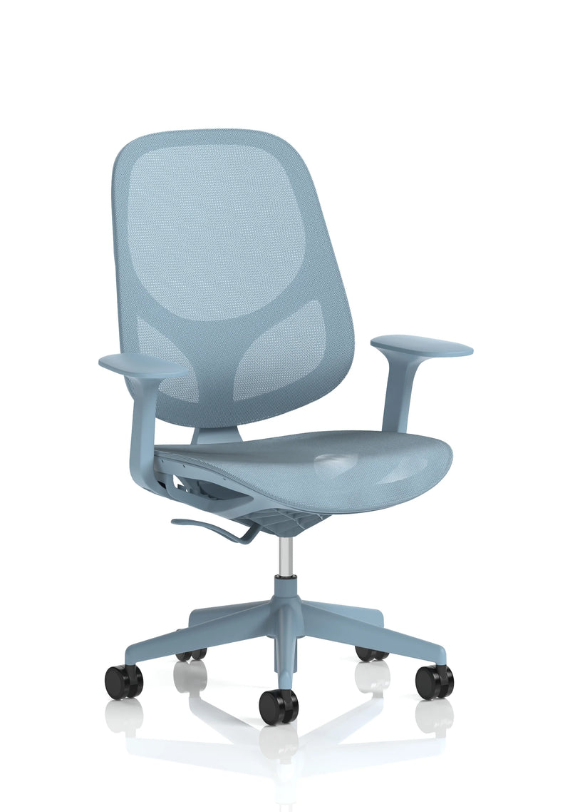 Tutti Mesh Medium Back Task Operator Office Chair With Arms - Blue