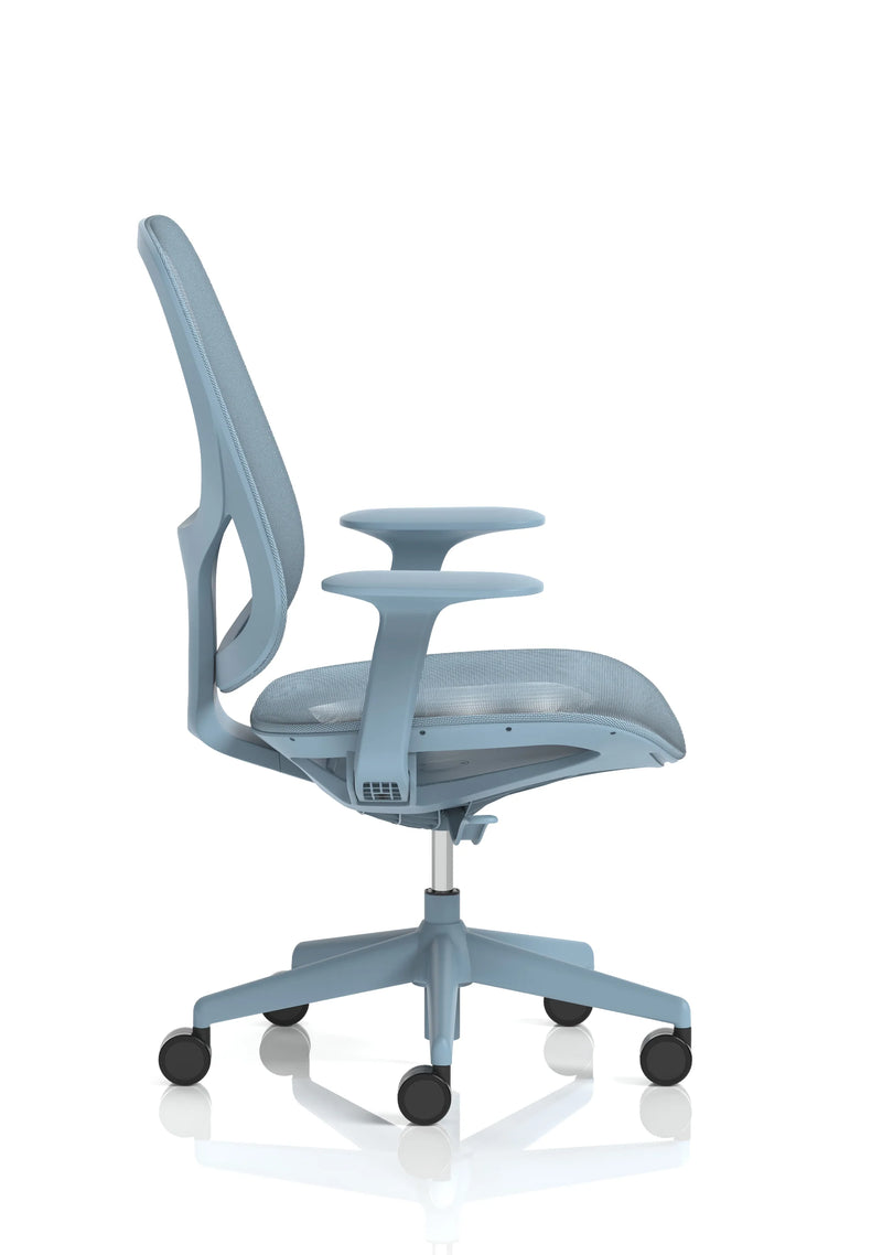 Tutti Mesh Medium Back Task Operator Office Chair With Arms - Blue