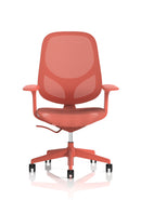 Tutti Mesh Medium Back Task Operator Office Chair With Arms - Coral - NWOF