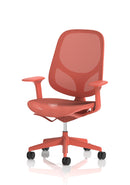 Tutti Mesh Medium Back Task Operator Office Chair With Arms - Coral - NWOF
